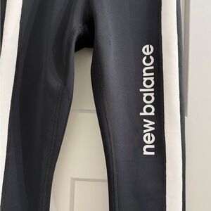 New Balance Black Training Leggings with White Accents. Fashion Tight. Fitted.